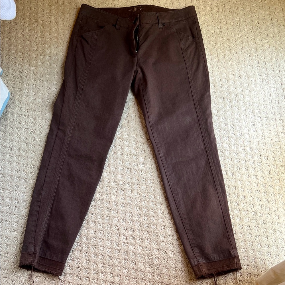 Luisa Cerano dark brown jeans. Size 10. Perfect Condition.  Wax finish.